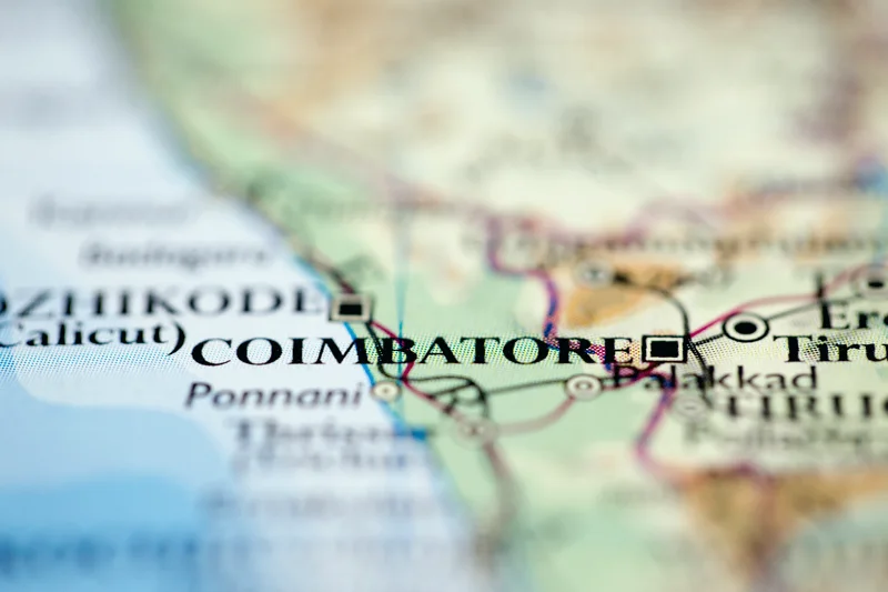 Coimbatore on a printed map