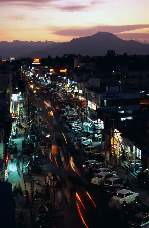 Coimbatore street at dusk